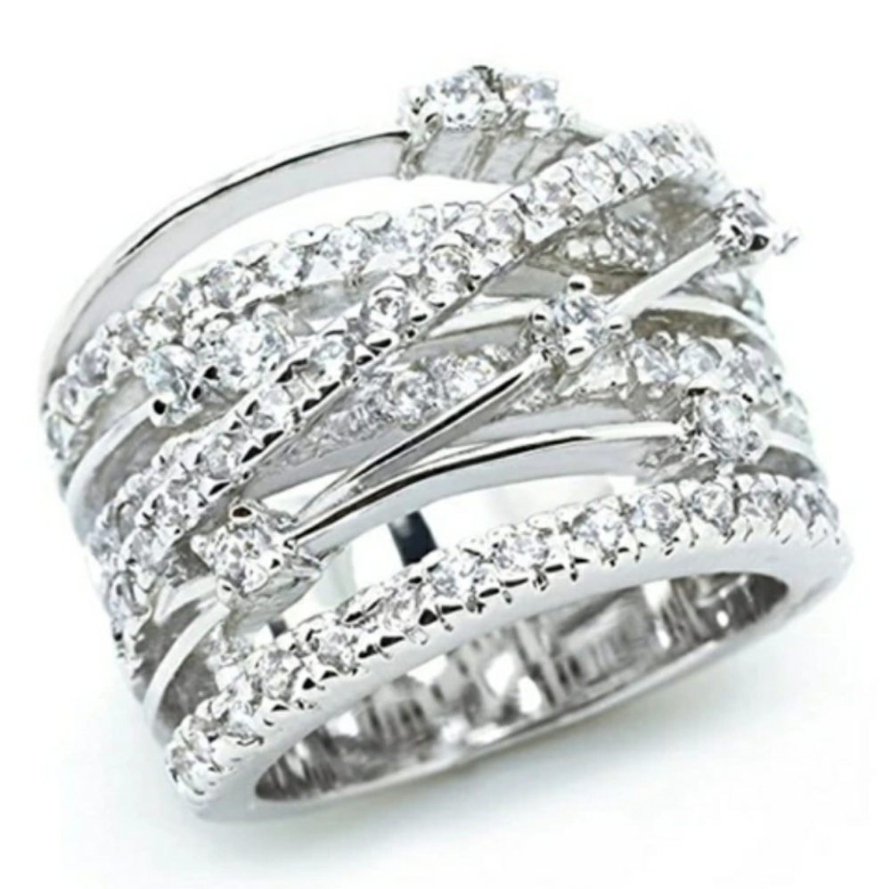 New Silver Wide Multilayer Ring
